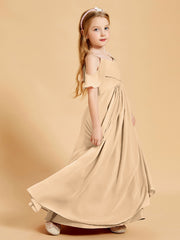 Robes de Demoiselle d'Honneur Junior à Hors de l'Épaule Pêche