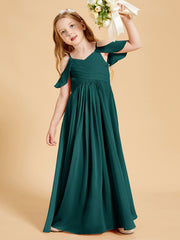 Robes de Demoiselle d'Honneur Junior à Hors de l'Épaule Paon
