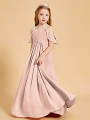 Robes de Demoiselle d'Honneur Junior à Hors de l'Épaule Rose Perle