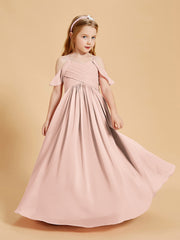 Robes de Demoiselle d'Honneur Junior à Hors de l'Épaule Rose Perle