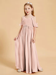 Robes de Demoiselle d'Honneur Junior à Hors de l'Épaule Rose Perle