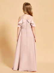 Robes de Demoiselle d'Honneur Junior à Hors de l'Épaule Rose Perle