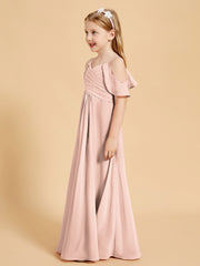 Robes de Demoiselle d'Honneur Junior à Hors de l'Épaule Rose Perle