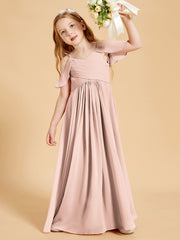 Robes de Demoiselle d'Honneur Junior à Hors de l'Épaule Rose Perle
