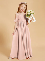 Robes de Demoiselle d'Honneur Junior à Hors de l'Épaule Rose Perle