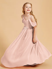 Robes de Demoiselle d'Honneur Junior à Hors de l'Épaule Rose Perle