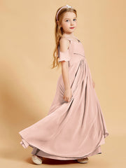 Robes de Demoiselle d'Honneur Junior à Hors de l'Épaule Rose Perle