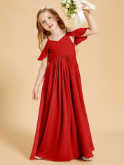 Robes de Demoiselle d'Honneur Junior à Hors de l'Épaule Rouge