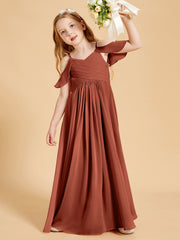 Robes de Demoiselle d'Honneur Junior à Hors de l'Épaule Rouille