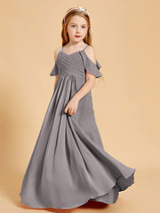 Robes de Demoiselle d'Honneur Junior à Hors de l'Épaule Argent