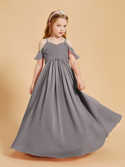 Robes de Demoiselle d'Honneur Junior à Hors de l'Épaule Argent