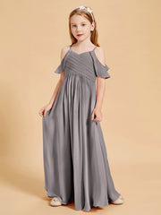Robes de Demoiselle d'Honneur Junior à Hors de l'Épaule Argent