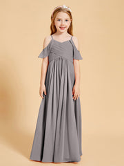 Robes de Demoiselle d'Honneur Junior à Hors de l'Épaule Argent