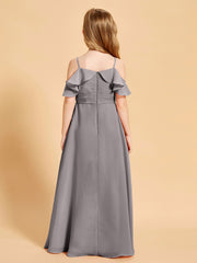 Robes de Demoiselle d'Honneur Junior à Hors de l'Épaule Argent