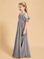 Robes de Demoiselle d'Honneur Junior à Hors de l'Épaule Argent