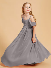 Robes de Demoiselle d'Honneur Junior à Hors de l'Épaule Argent