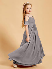 Robes de Demoiselle d'Honneur Junior à Hors de l'Épaule Argent
