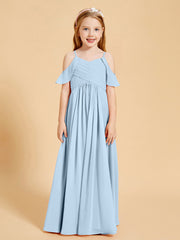 Robes de Demoiselle d'Honneur Junior à Hors de l'Épaule Bleu Ciel