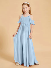 Robes de Demoiselle d'Honneur Junior à Hors de l'Épaule Bleu Ciel