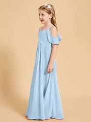 Robes de Demoiselle d'Honneur Junior à Hors de l'Épaule Bleu Ciel