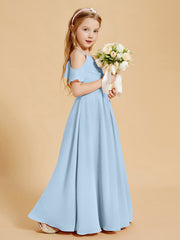 Robes de Demoiselle d'Honneur Junior à Hors de l'Épaule Bleu Ciel