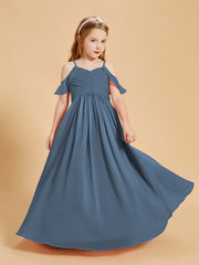 Robes de Demoiselle d'Honneur Junior à Hors de l'Épaule Bleu de Schiste
