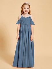 Robes de Demoiselle d'Honneur Junior à Hors de l'Épaule Bleu de Schiste