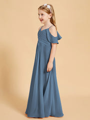 Robes de Demoiselle d'Honneur Junior à Hors de l'Épaule Bleu de Schiste