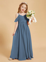 Robes de Demoiselle d'Honneur Junior à Hors de l'Épaule Bleu de Schiste