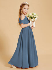 Robes de Demoiselle d'Honneur Junior à Hors de l'Épaule Bleu de Schiste