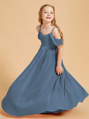 Robes de Demoiselle d'Honneur Junior à Hors de l'Épaule Bleu de Schiste