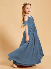 Robes de Demoiselle d'Honneur Junior à Hors de l'Épaule Bleu de Schiste