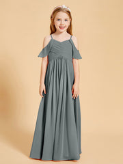 Robes de Demoiselle d'Honneur Junior à Hors de l'Épaule Gris Acier