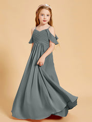 Robes de Demoiselle d'Honneur Junior à Hors de l'Épaule Gris Acier