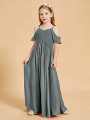 Robes de Demoiselle d'Honneur Junior à Hors de l'Épaule Gris Acier