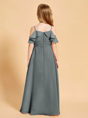 Robes de Demoiselle d'Honneur Junior à Hors de l'Épaule Gris Acier