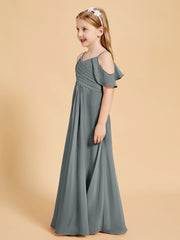 Robes de Demoiselle d'Honneur Junior à Hors de l'Épaule Gris Acier