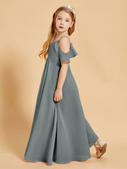Robes de Demoiselle d'Honneur Junior à Hors de l'Épaule Gris Acier