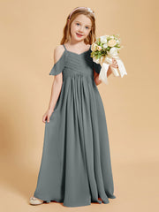 Robes de Demoiselle d'Honneur Junior à Hors de l'Épaule Gris Acier