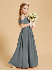 Robes de Demoiselle d'Honneur Junior à Hors de l'Épaule Gris Acier