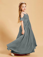 Robes de Demoiselle d'Honneur Junior à Hors de l'Épaule Gris Acier