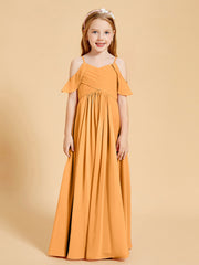 Robes de Demoiselle d'Honneur Junior à Hors de l'Épaule Mandarine