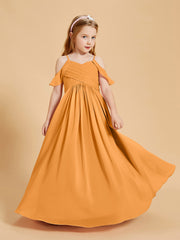 Robes de Demoiselle d'Honneur Junior à Hors de l'Épaule Mandarine