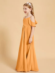 Robes de Demoiselle d'Honneur Junior à Hors de l'Épaule Mandarine