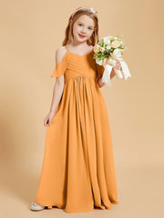 Robes de Demoiselle d'Honneur Junior à Hors de l'Épaule Mandarine
