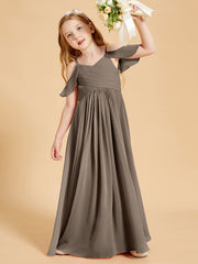 Robes de Demoiselle d'Honneur Junior à Hors de l'Épaule Taupe