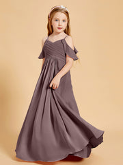 Robes de Demoiselle d'Honneur Junior à Hors de l'Épaule Vintage Mauve