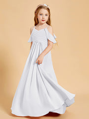 Robes de Demoiselle d'Honneur Junior à Hors de l'Épaule Blanc