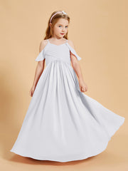 Robes de Demoiselle d'Honneur Junior à Hors de l'Épaule Blanc
