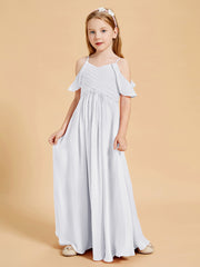 Robes de Demoiselle d'Honneur Junior à Hors de l'Épaule Blanc